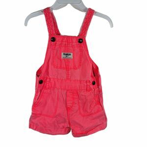 Toddler Overalls Size 12 mos OshKosh Vestbak Bright Pink Bib Style Cuffed Shorts